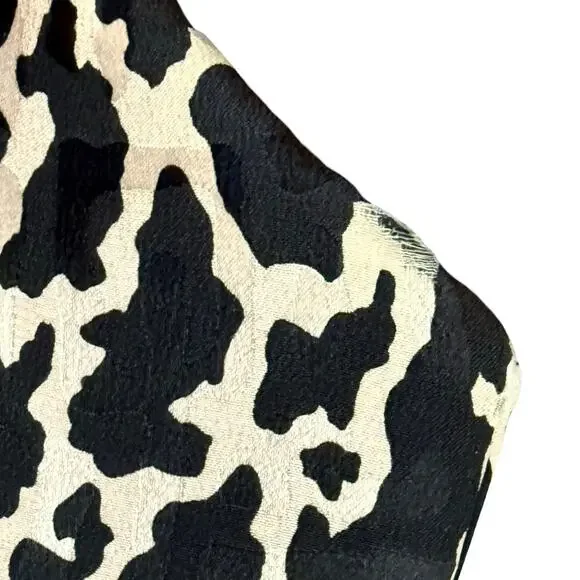 Vintage 80s Pink Black Leopard Ruched Peplum Sleeveless Silk Mini Dress size 4 - Picture 9 of 13